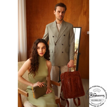 Женская кожаная сумка "Трио" (жёлтый/капучино/олива)